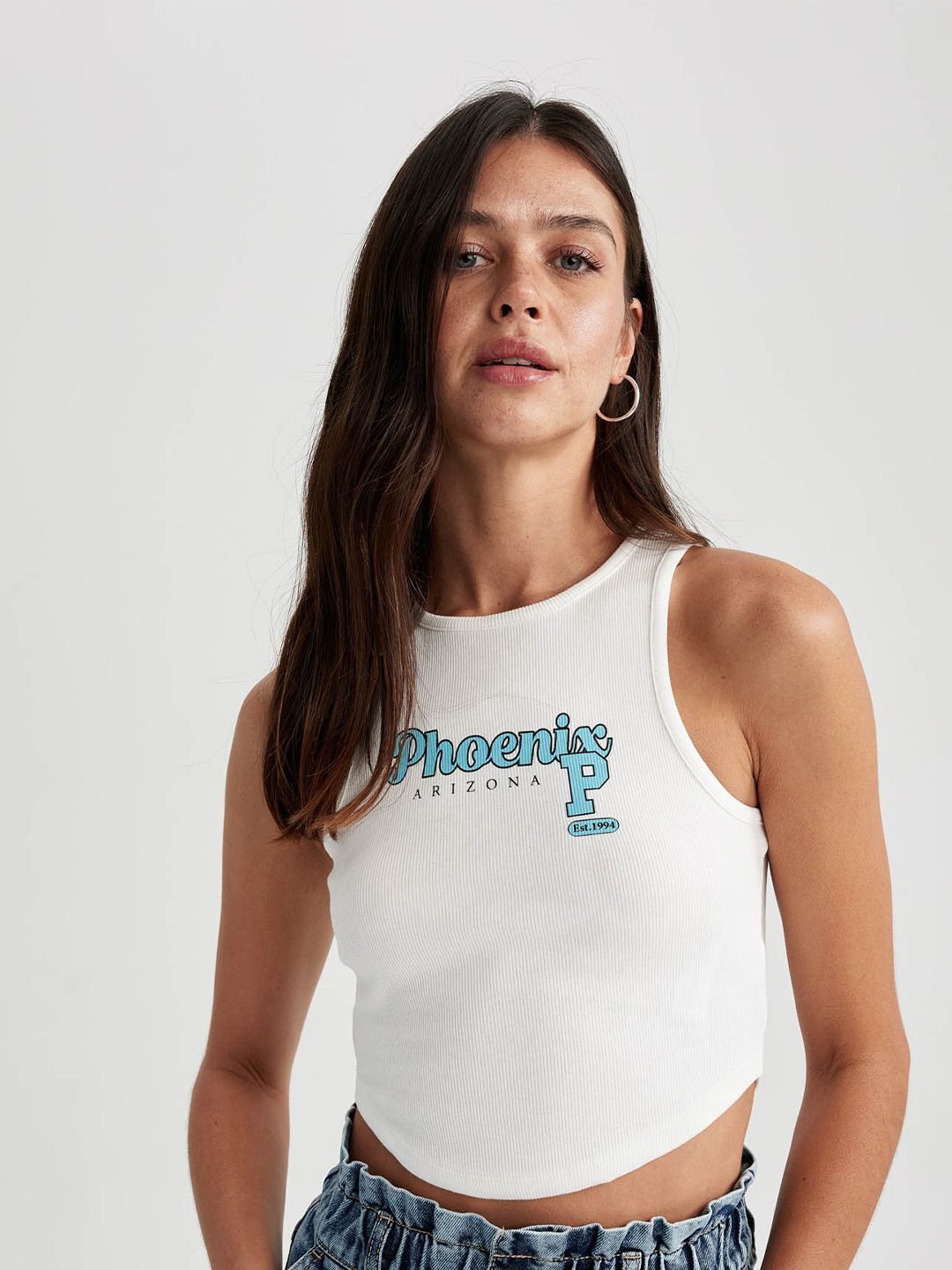 DeFacto Typography Printed Cotton Crop Top Price in India