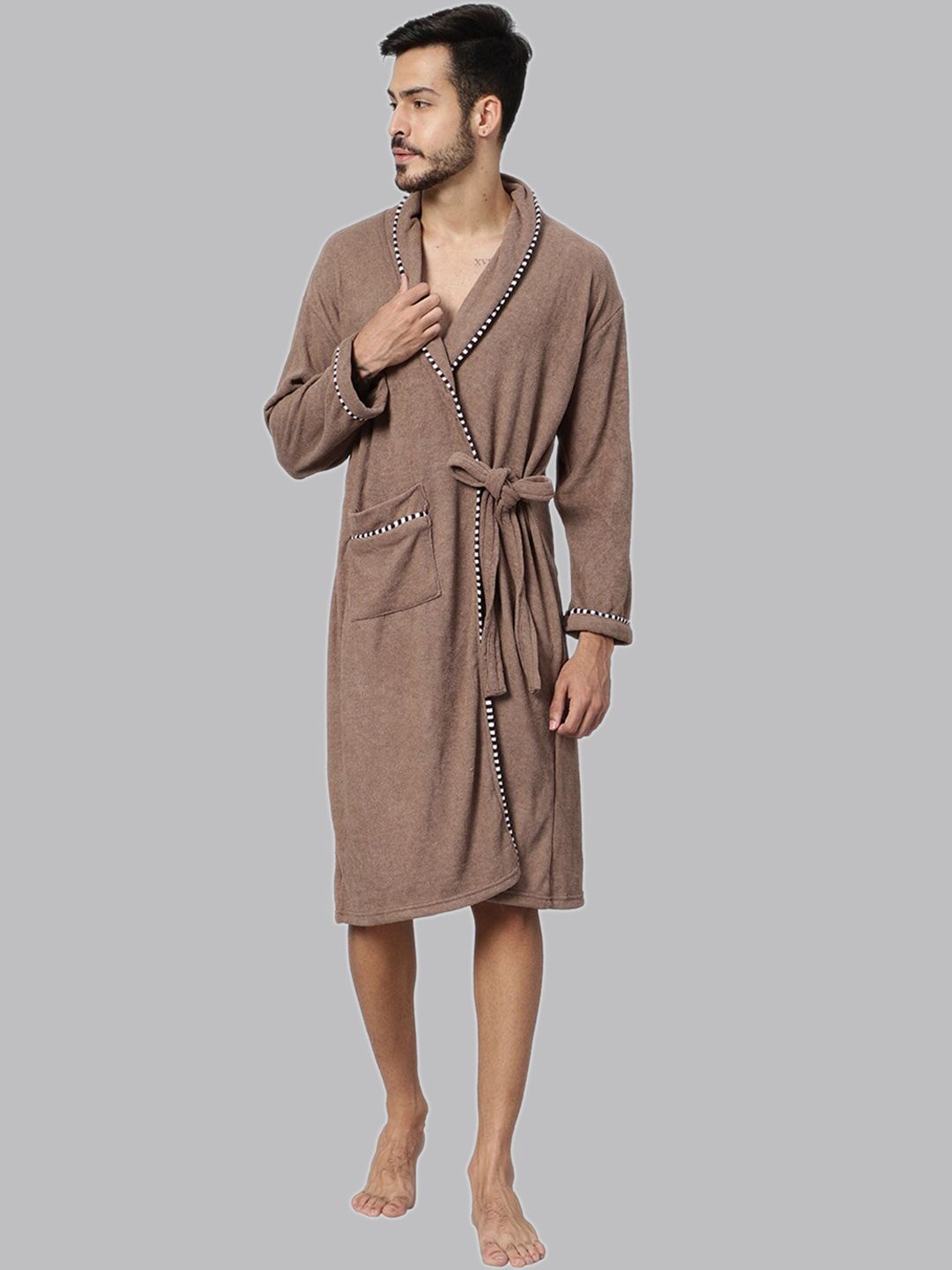 HotGown Men Printed Terry Cotton Bath Robe