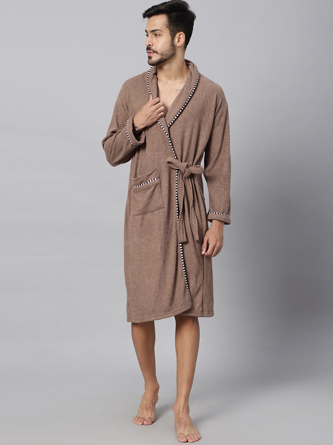 LacyLook Men Printed Terry Cotton Bath Robe
