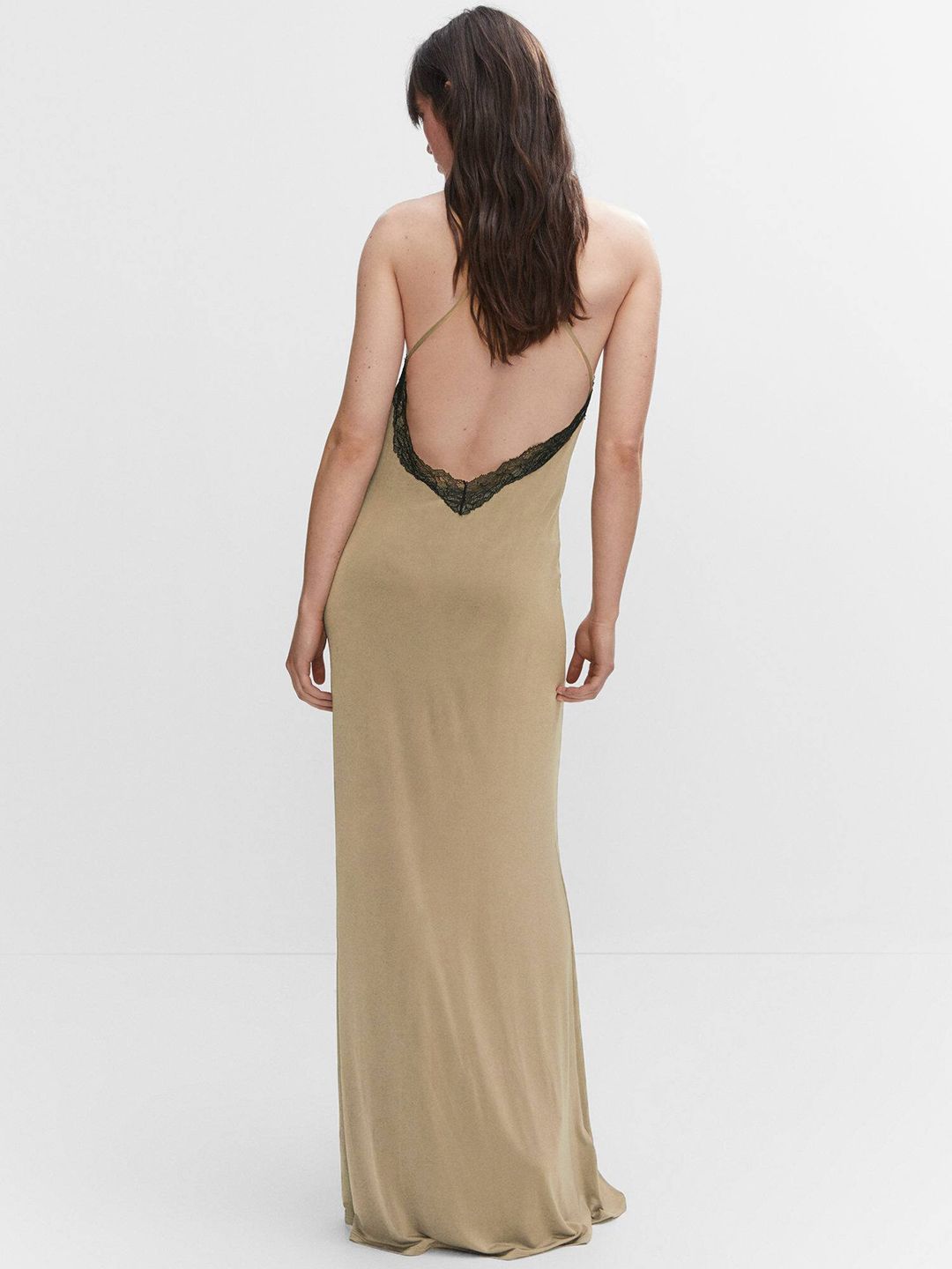 chinese dress ladies Mango Lace Cut-out Long Silk Slip Dress main image 1
