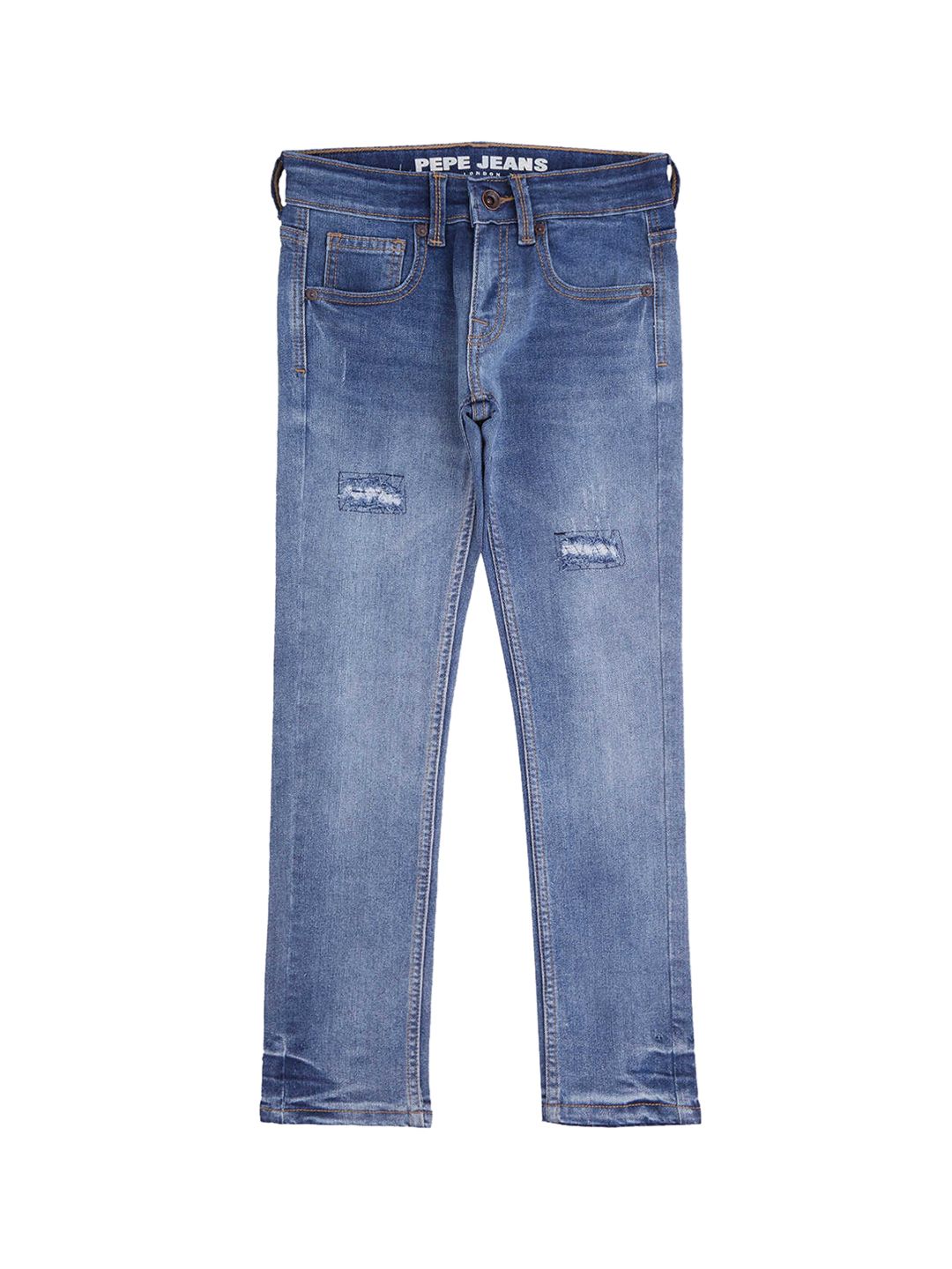 Pepe Jeans Boys Slim Fit Mildly Distressed Heavy Fade Stretchable Jeans