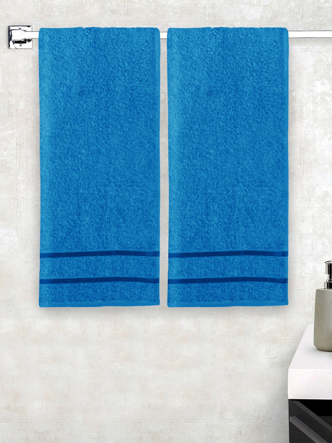 Story@home Blue Set of 2 Cotton 450 GSM Bath Towels Price in India