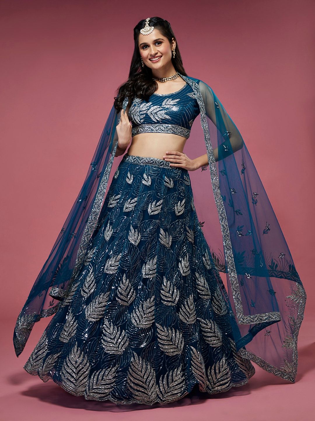 panchhi  Embellished Semi-Stitched Lehenga & Unstitched Blouse With Dupatta Price in India