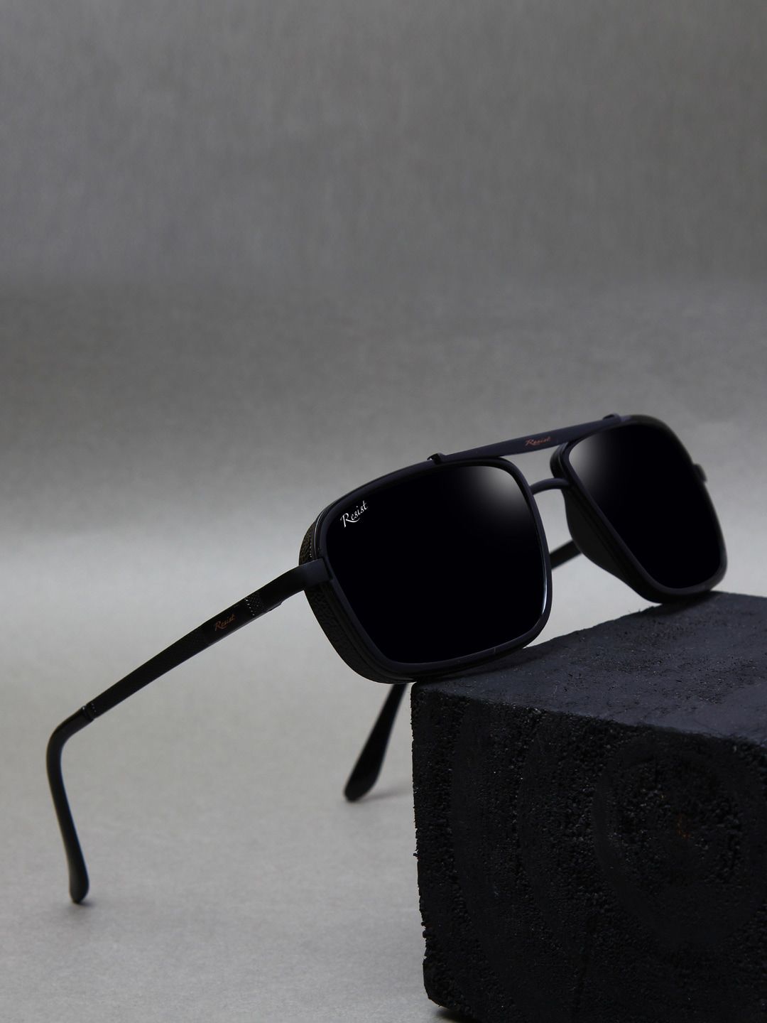 RESIST EYEWEAR Lens & Square Sunglasses with UV Protected Lens PETER BLACK BLACK1