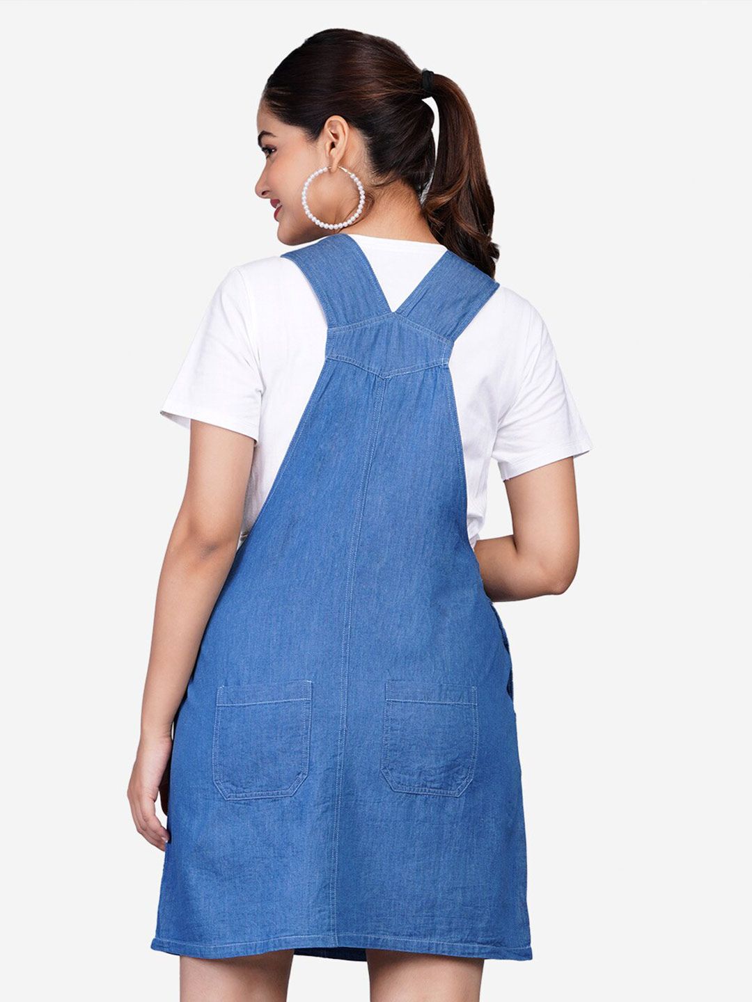 Buy SUMAVI-FASHION Denim Embroidered Mini Pinafore Dress - Dresses