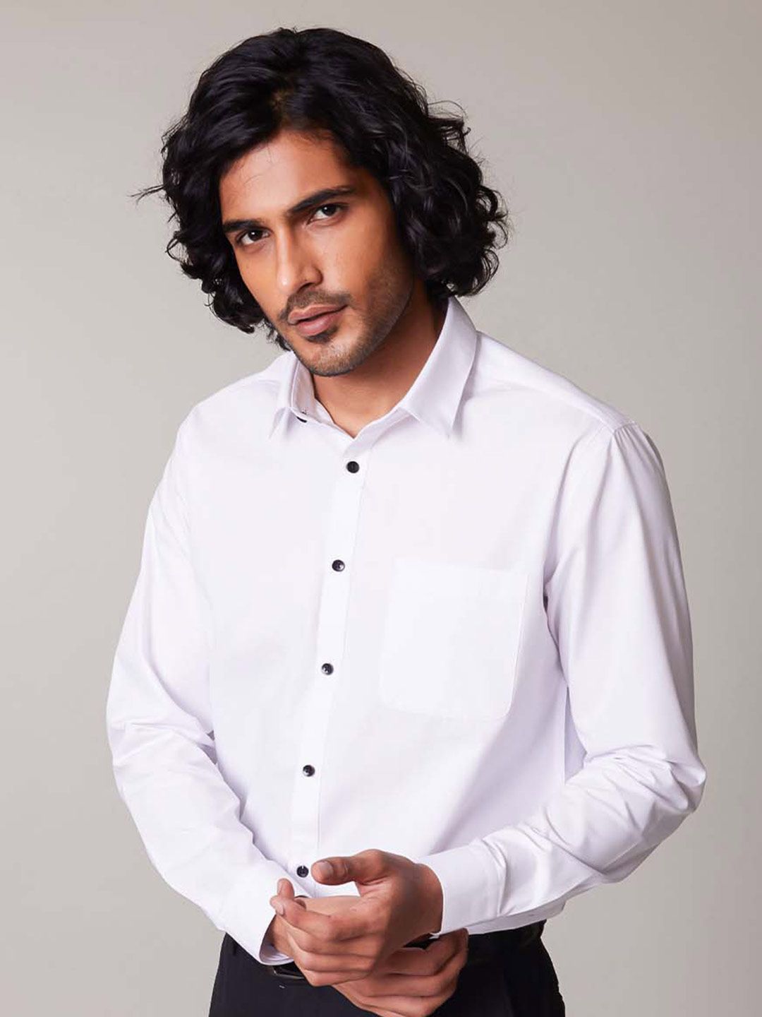 KINGDOM OF WHITE Slim Fit Opaque Cotton Casual Shirt