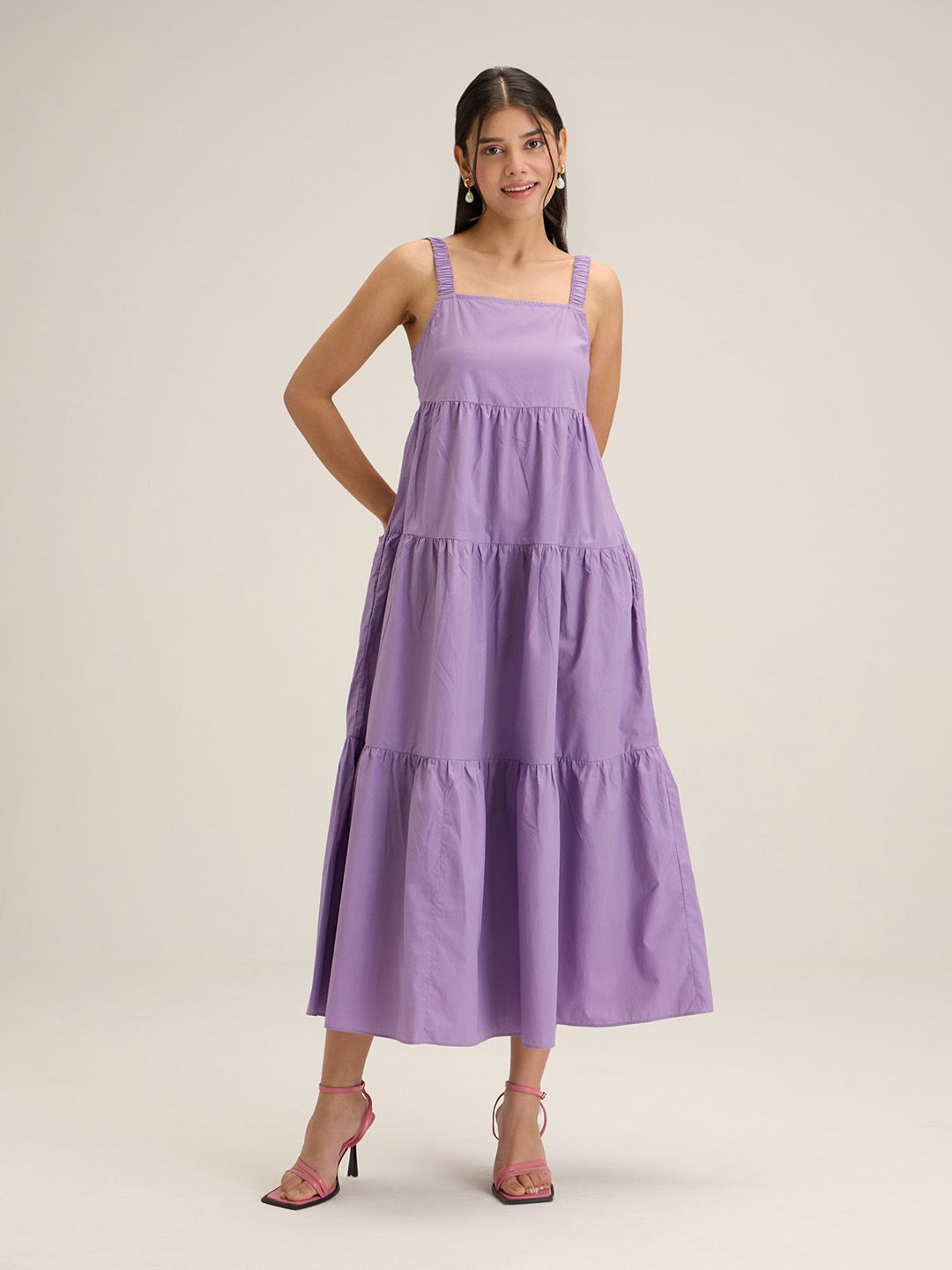 20Dresses Lavender Cotton Empire Midi Dress Price in India