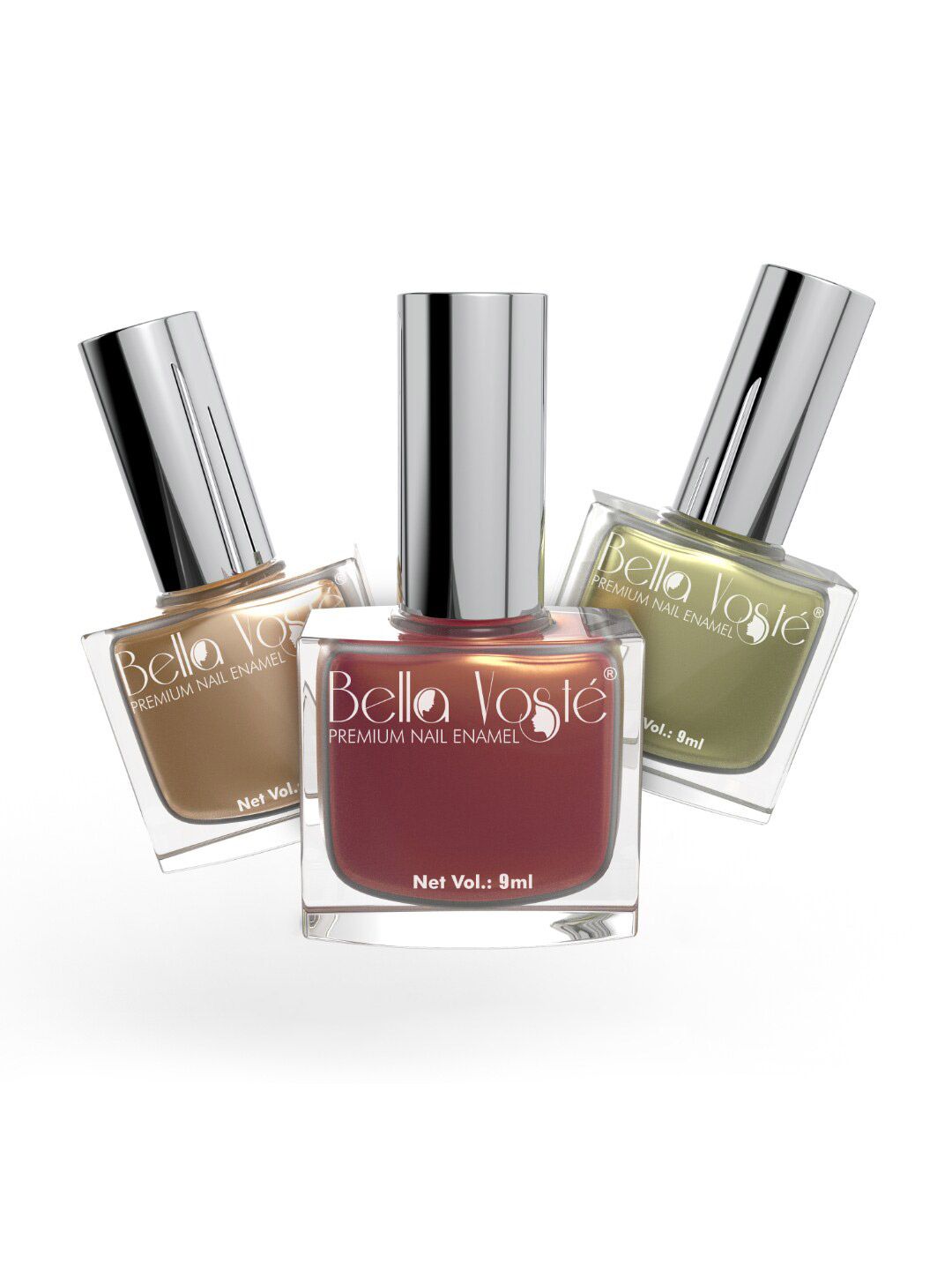 Bella Voste Set Of 3 Chip-Resistant Quick-Drying Nail Polish - 9ml each