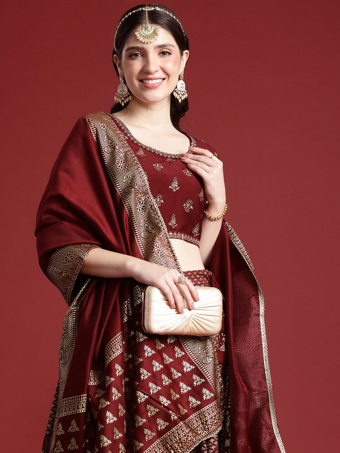 Anouk Ethnic Printed Ready to Wear Lehenga & Blouse With Dupatta Price in India