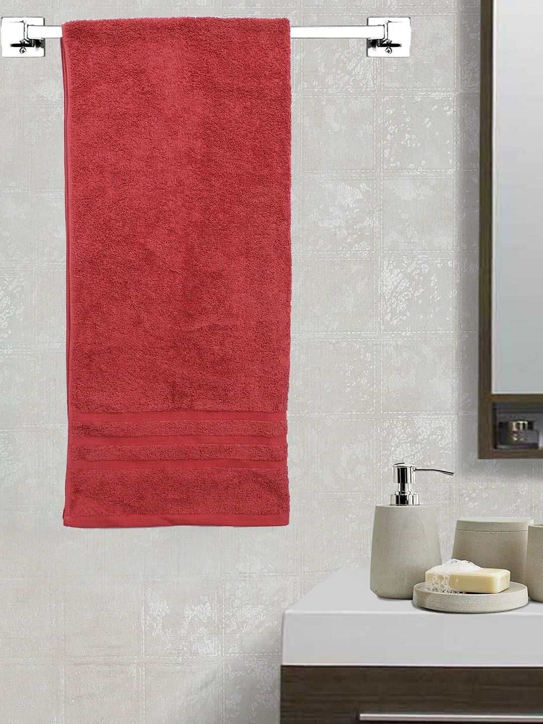 Cantabil Red 400 GSM Cotton Bath Towel