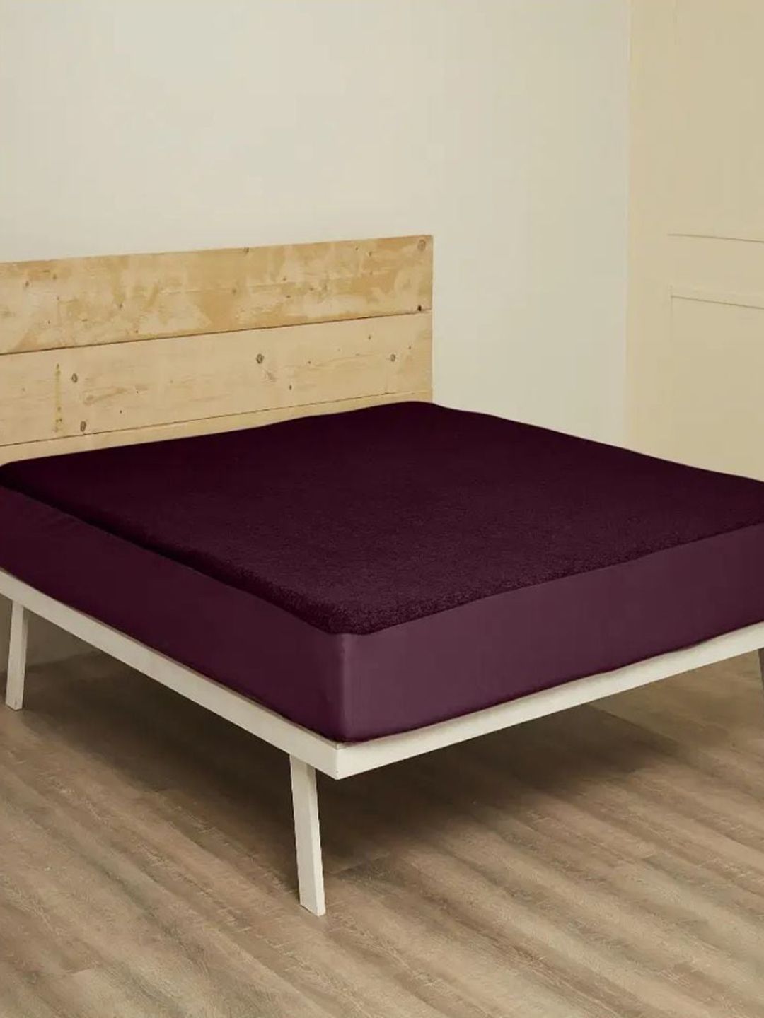 wakefit wakefit Maroon Cotton Feel Terry Ultra Soft & Waterproof Double Queen Mattress Protector