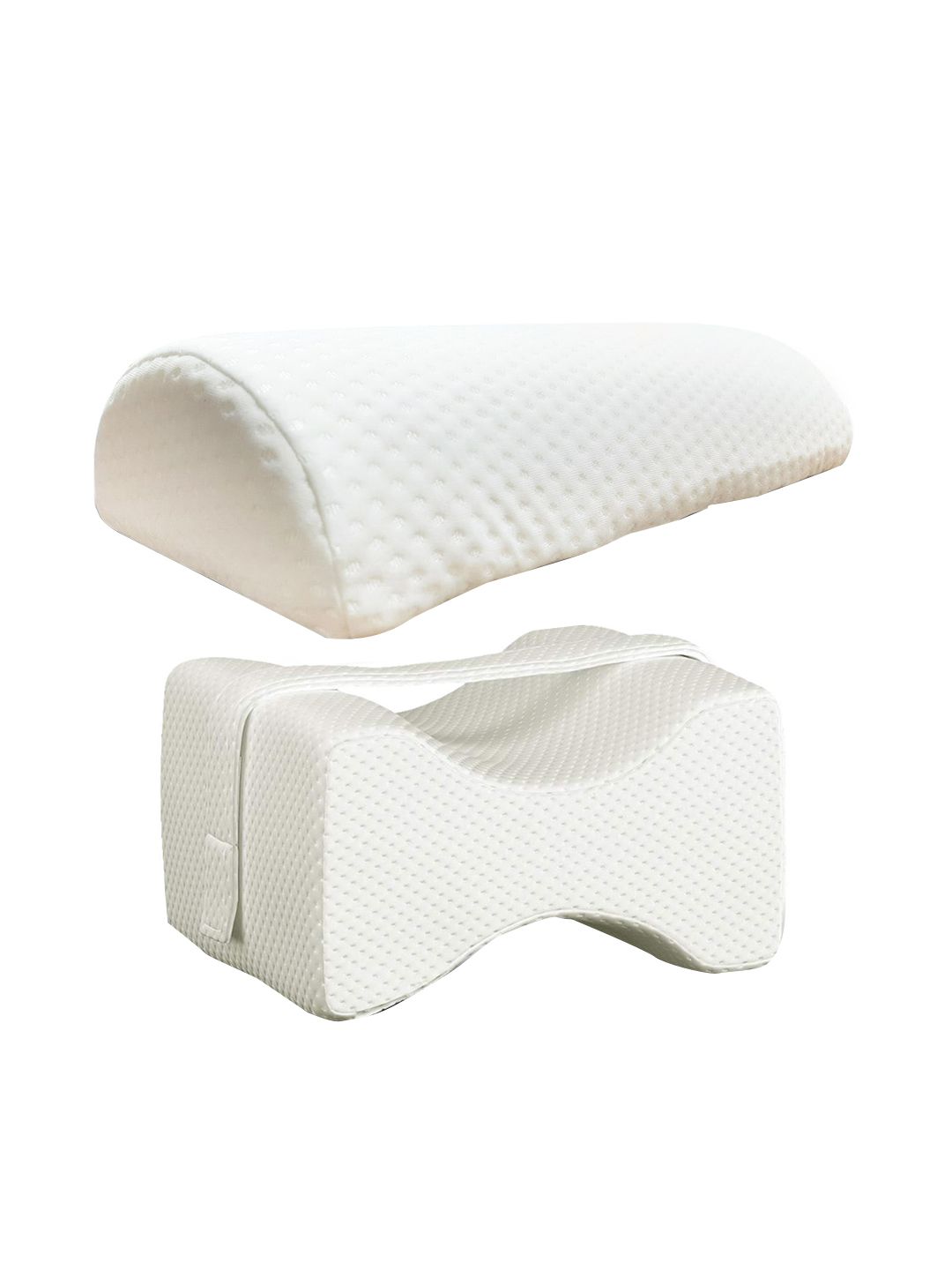 Sleepsia Moon White Solid Faux Velvet Washable Set of 2 Medium Memory Foam Sleep Pillow-10.2 x 49.5 x 19.1 cm
