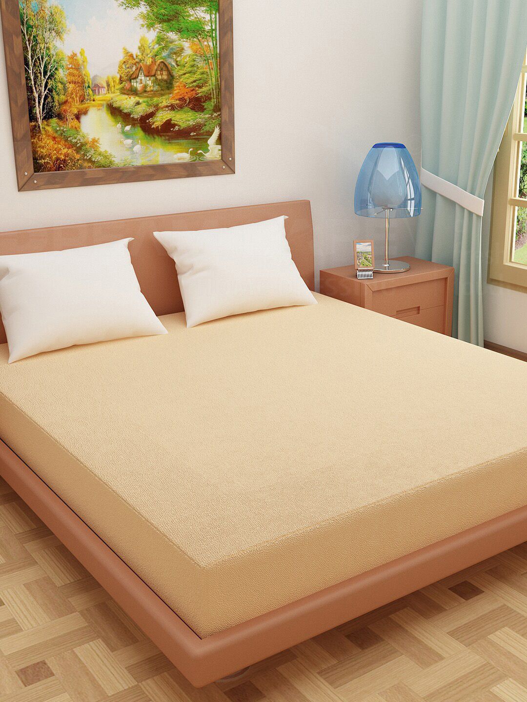 DREAM CARE Beige Cotton Water Resistant King Bed Mattress Protector