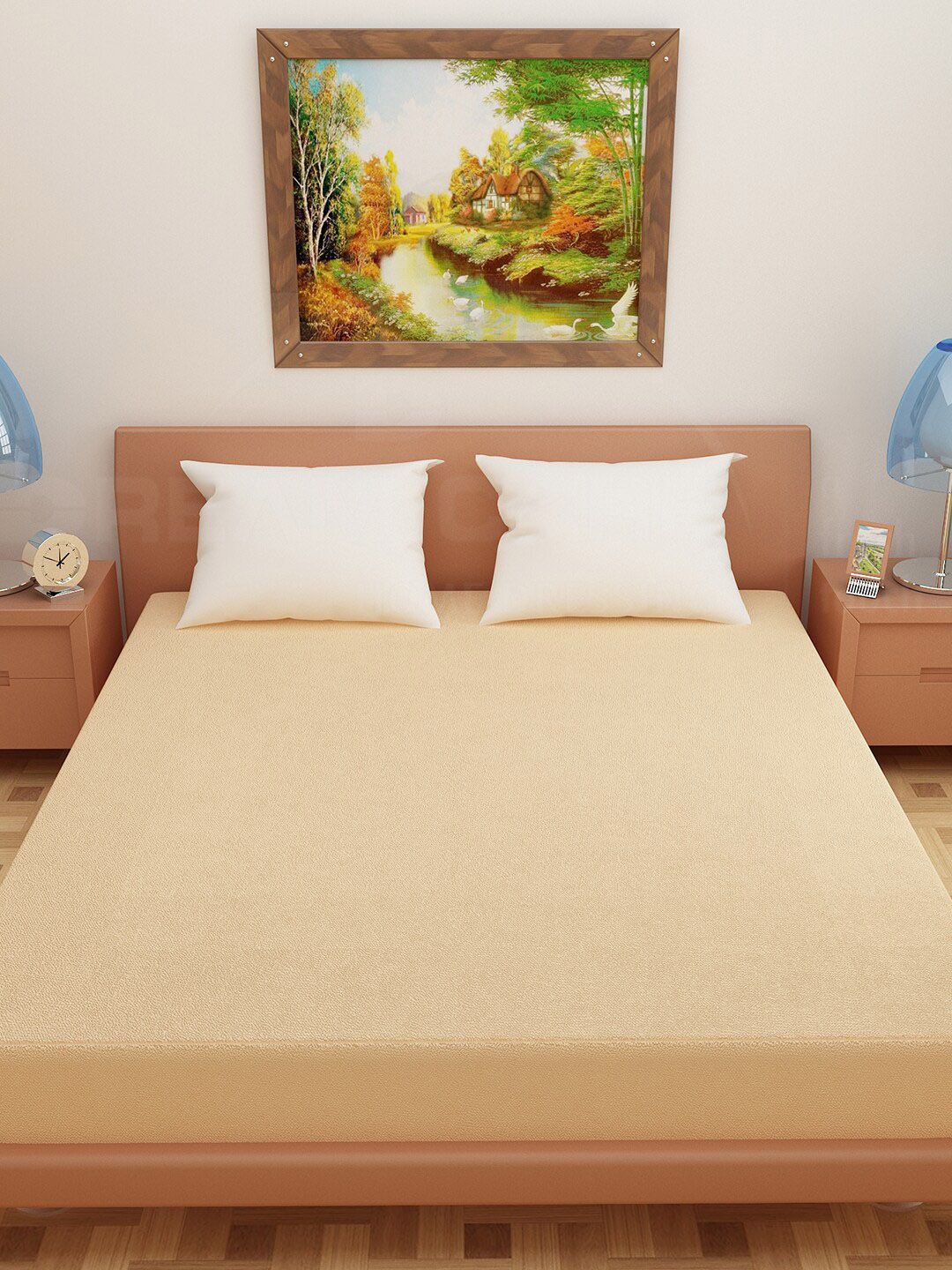 DREAM CARE Beige Cotton Water Resistant King Bed Mattress Protector