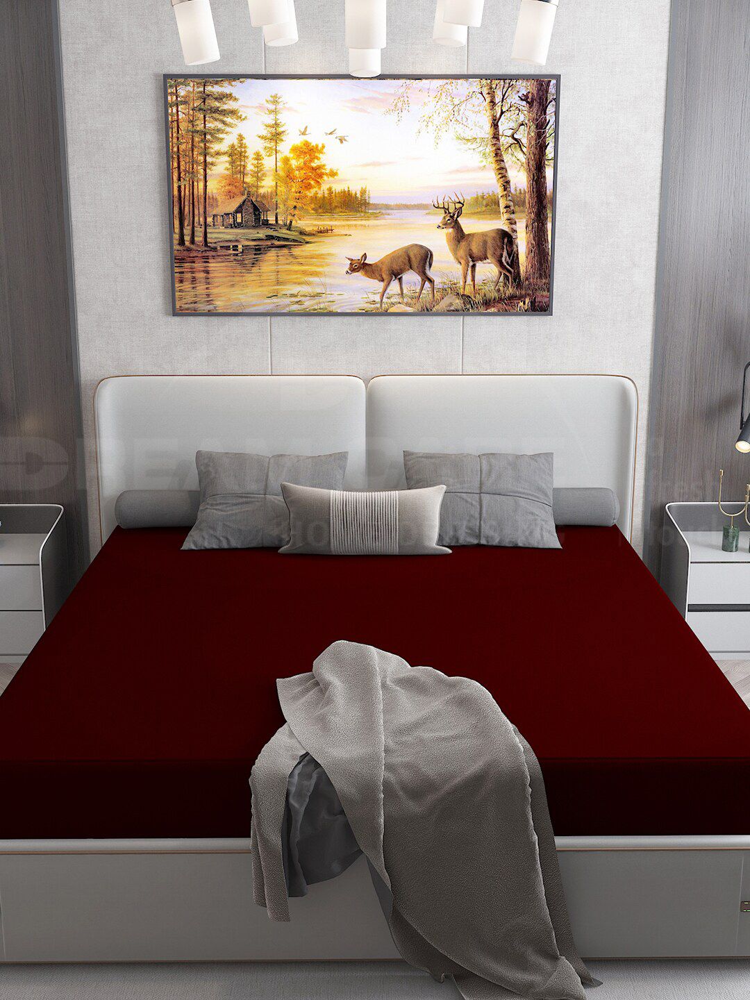 DREAM CARE Maroon Cotton Single Bed Waterproof Mattress Protector