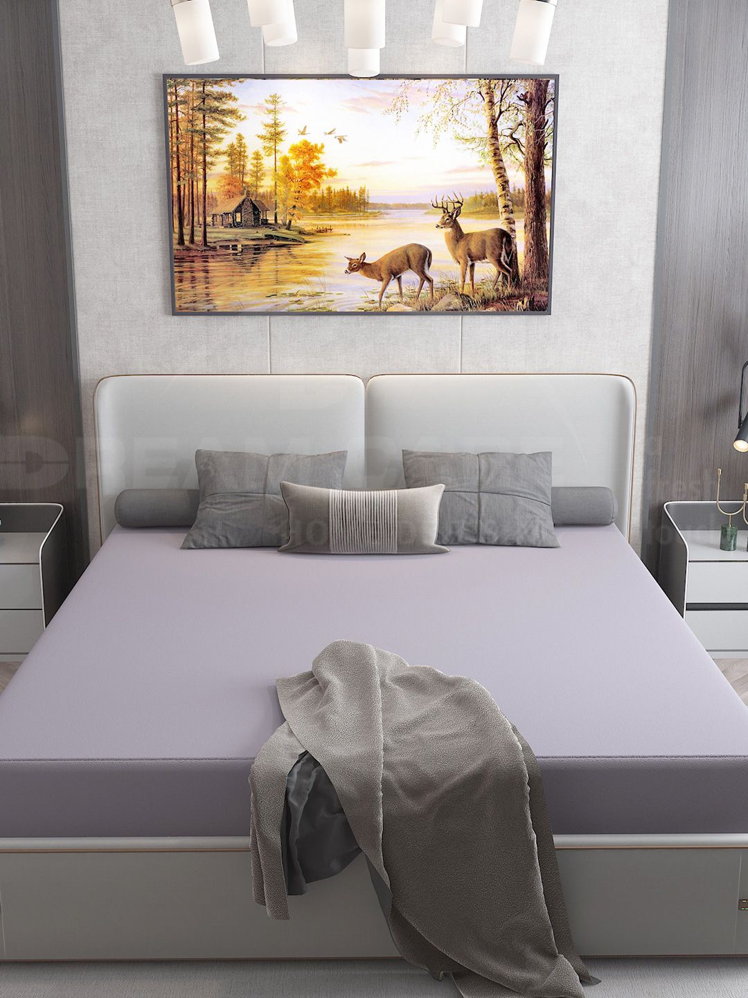 DREAM CARE Cotts Wonder Grey Waterproof Double Queen Mattress Protector