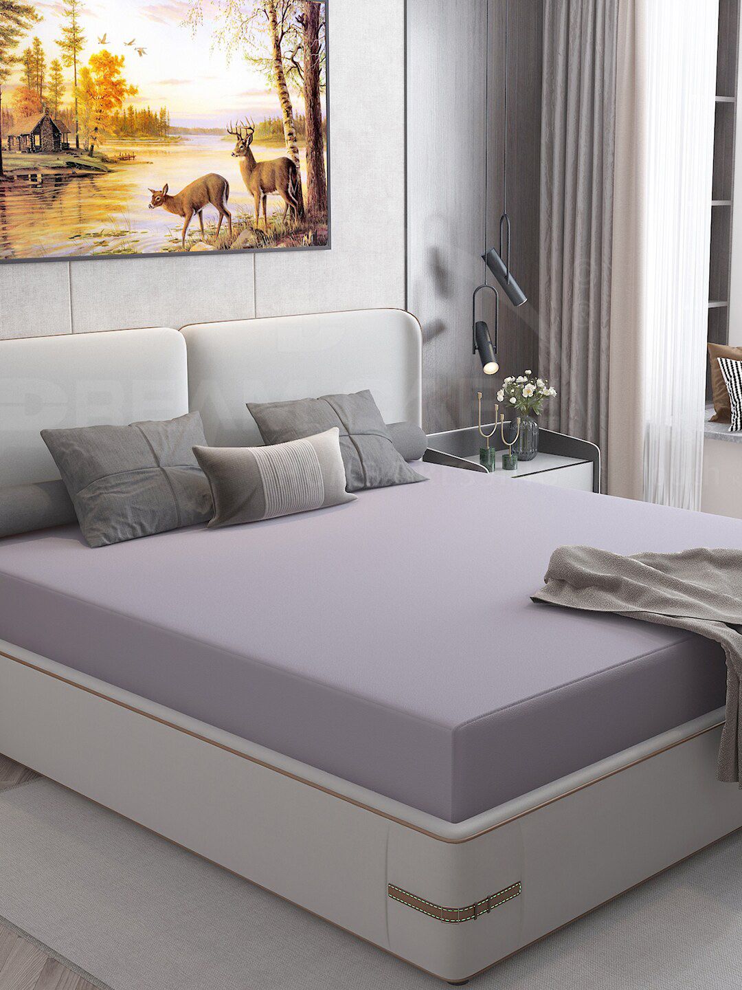 DREAM CARE Cotts Wonder Grey Waterproof Double King Mattress Protector