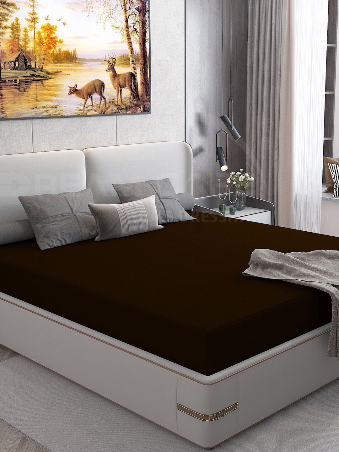 DREAM CARE Coffee Brown King Waterproof Mattress Protector