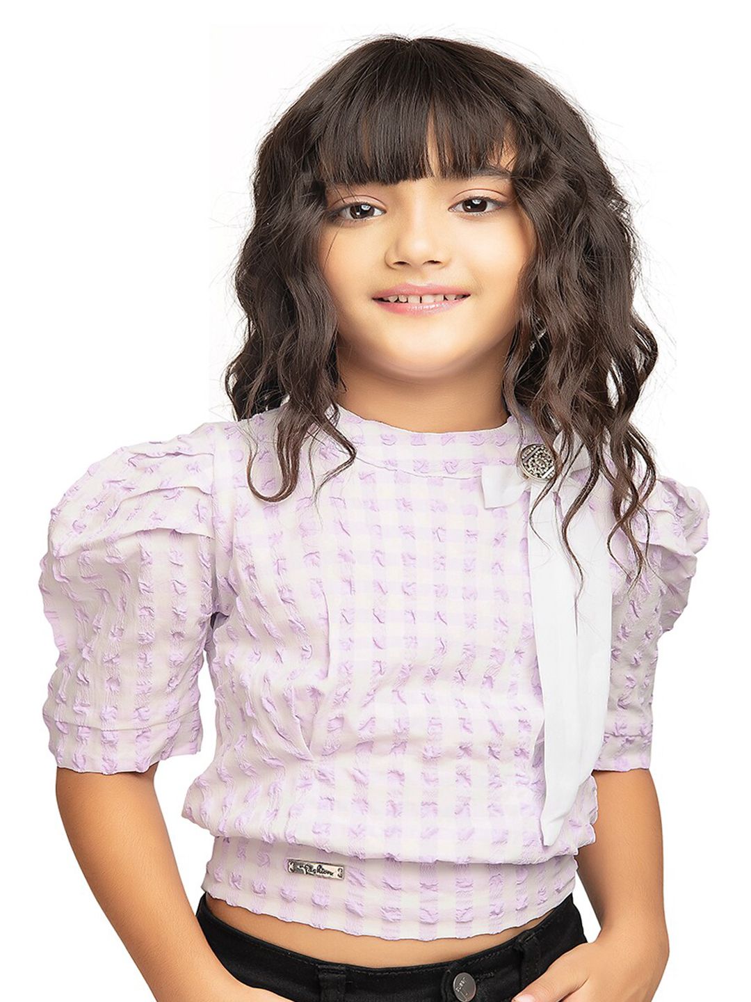 Tiny Kingdom Lavender Puff Sleeve Blouson Top Price in India