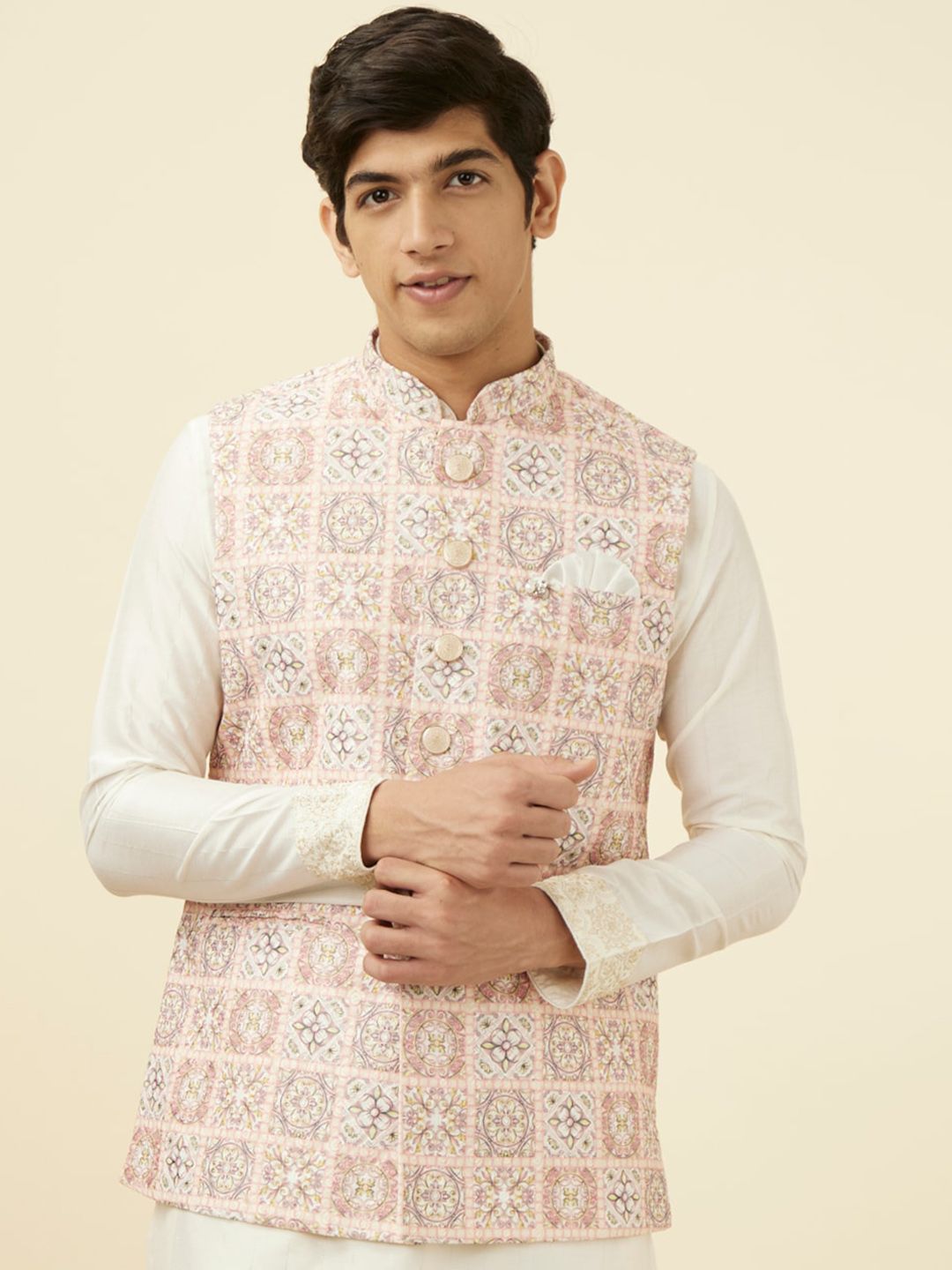 Manyavar Ethnic Motifs Self Design Nehru Jacket