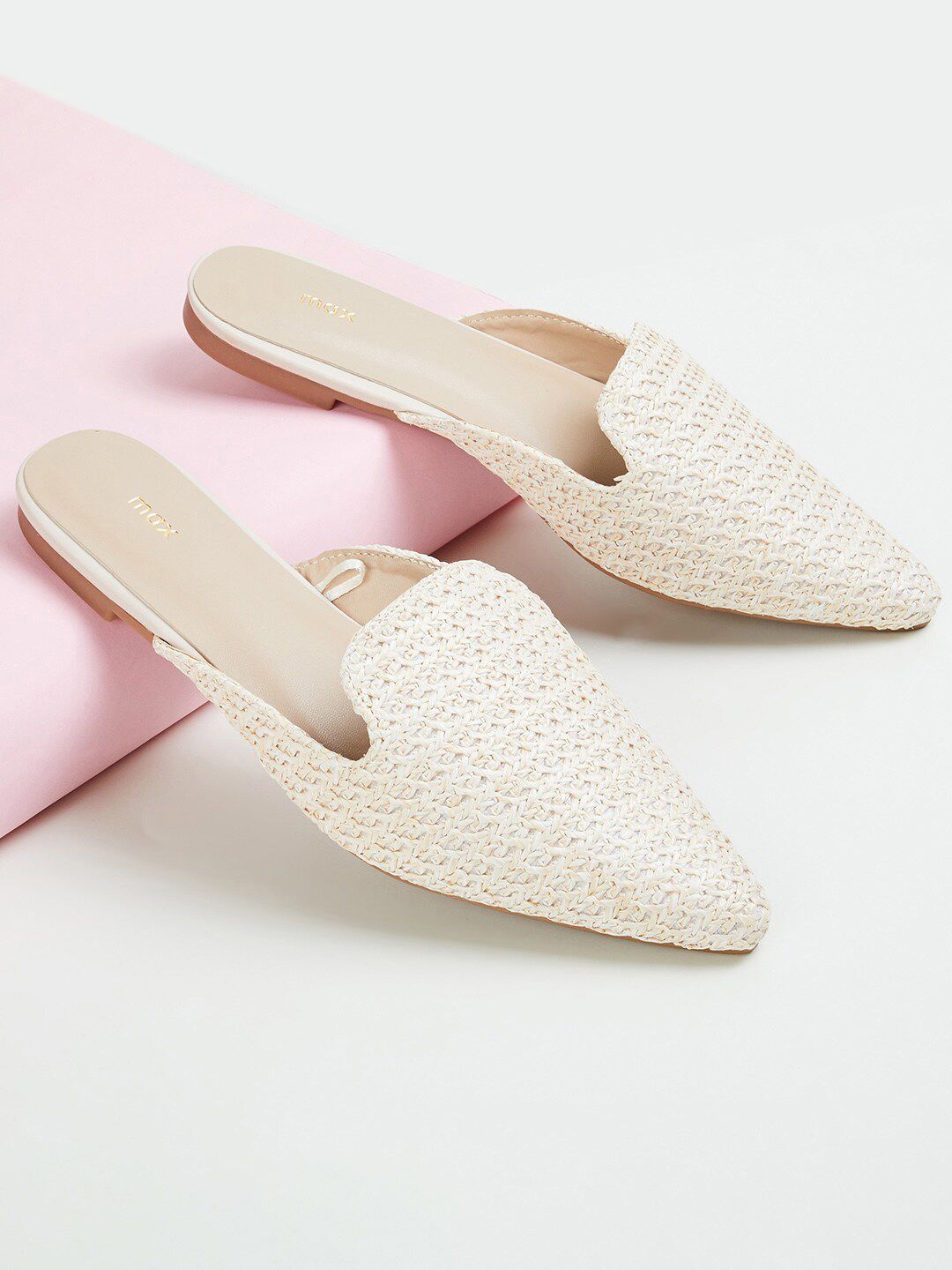 max Women Pointed Toe Woven Design Mules Price in India