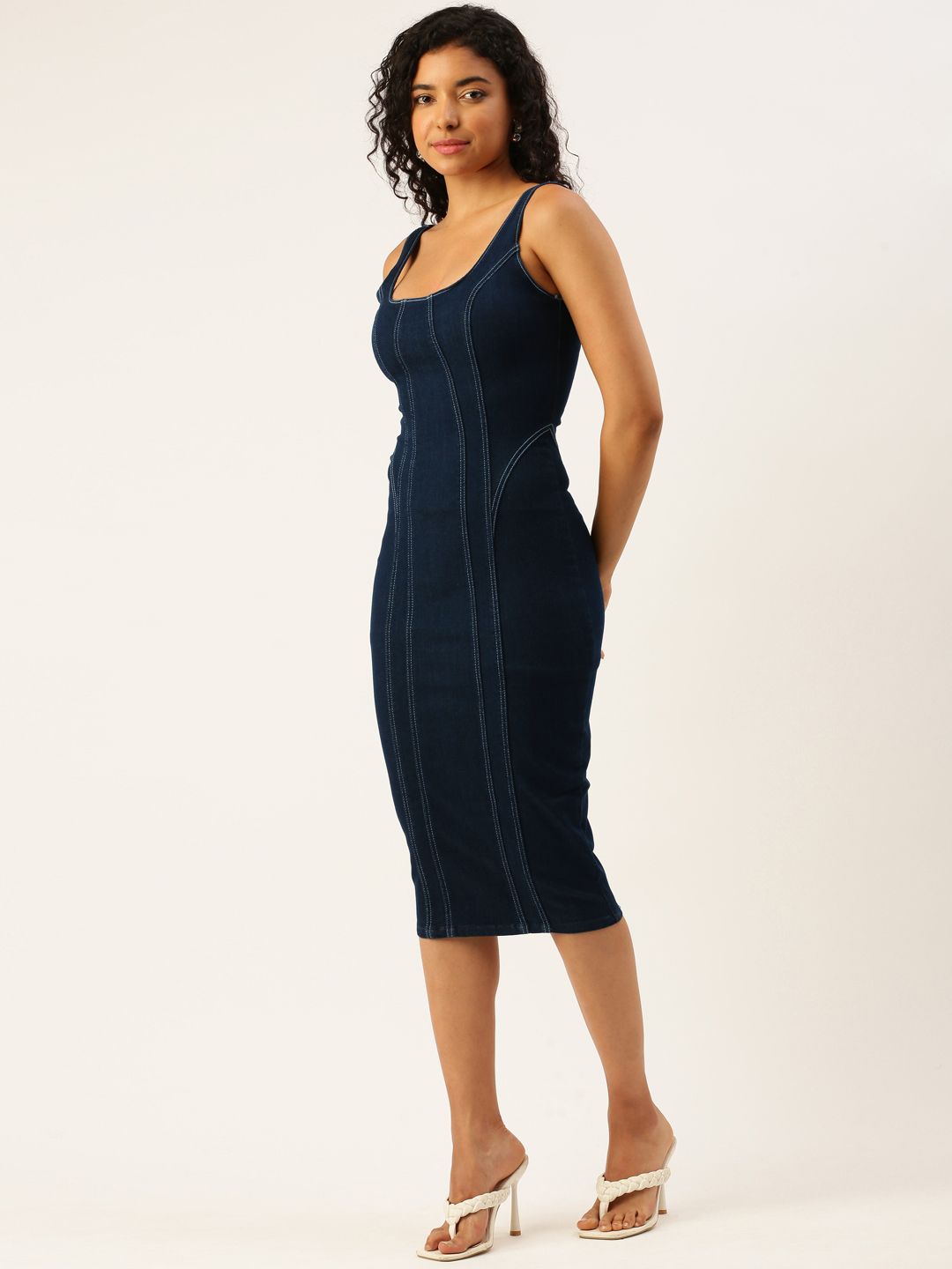 knee length dresses for ladies Plus Size Strapless Denim Maxi Dress