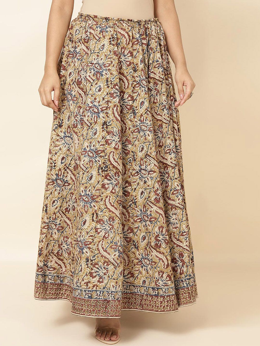 Fabindia Ethnic Motifs Printed Maxi-Length Cotton Skirts Price in India