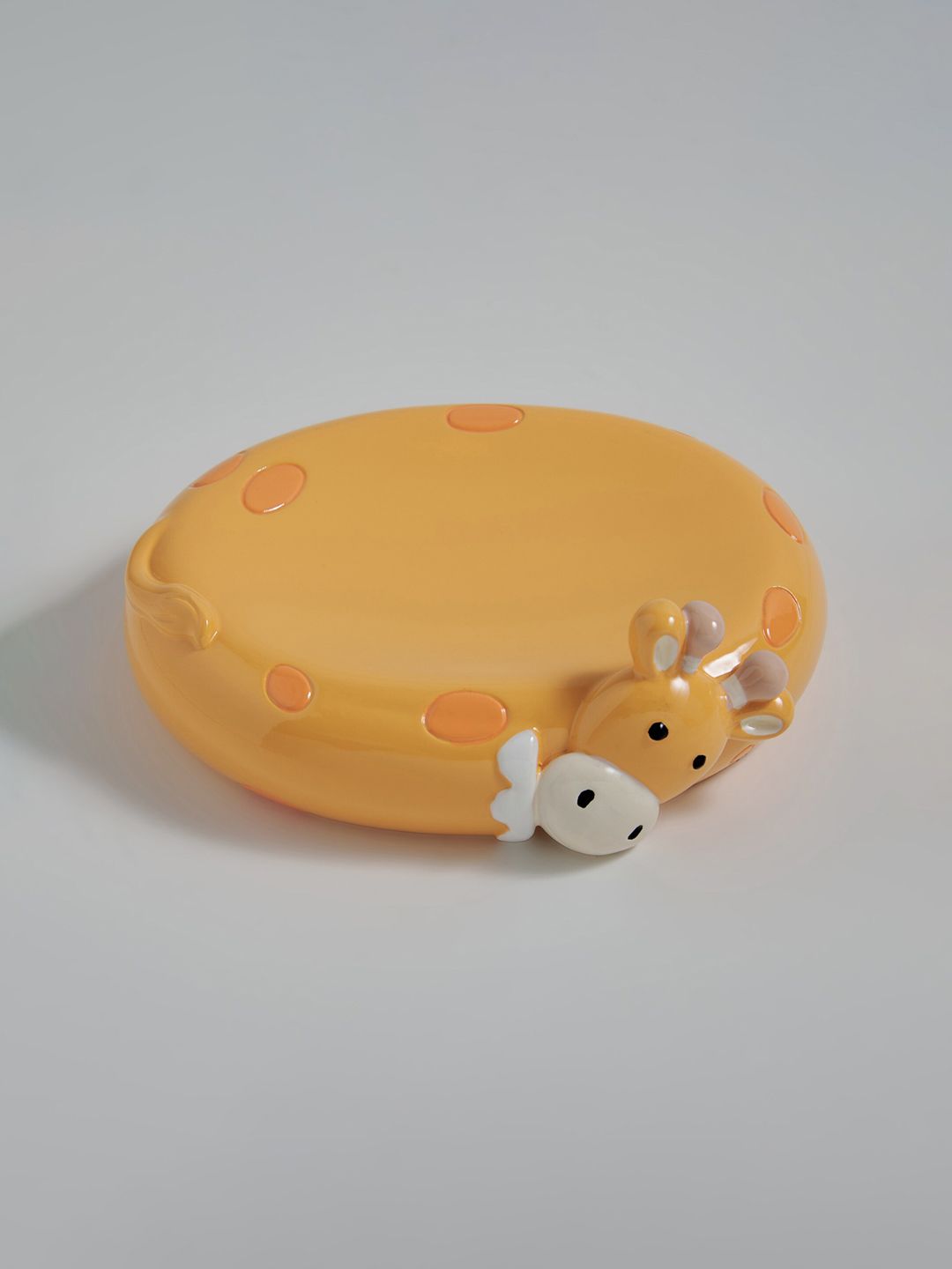 Home Centre Corsica Zoo Orange-Coloured & White Textured Soap Dish