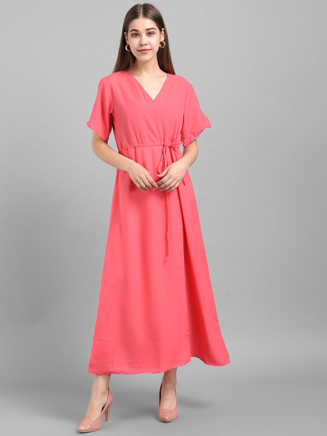 BAESD V-Neck Slit Sleeve Maxi Dress Price in India