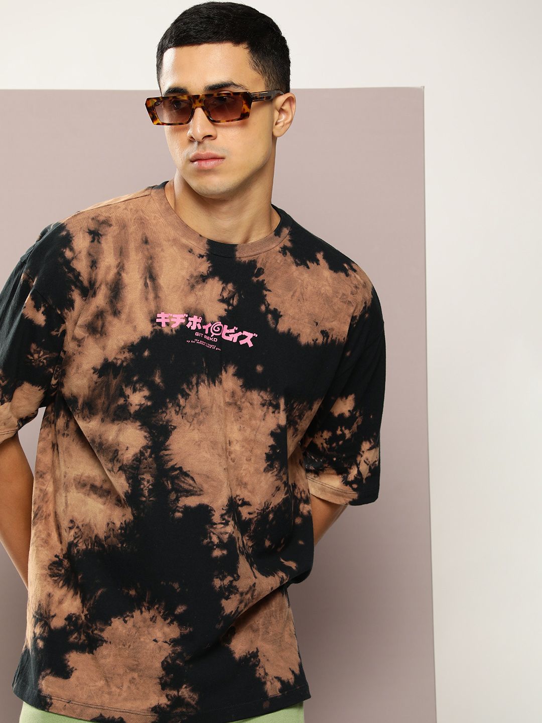 Kook N Keech Tie and Dye Drop-Shoulder Sleeves Pure Cotton Oversized T-shirt