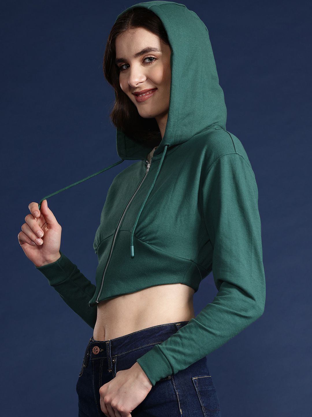 Mast & Harbour Mast & Harbour Women Hooded Crop Sweatshirt