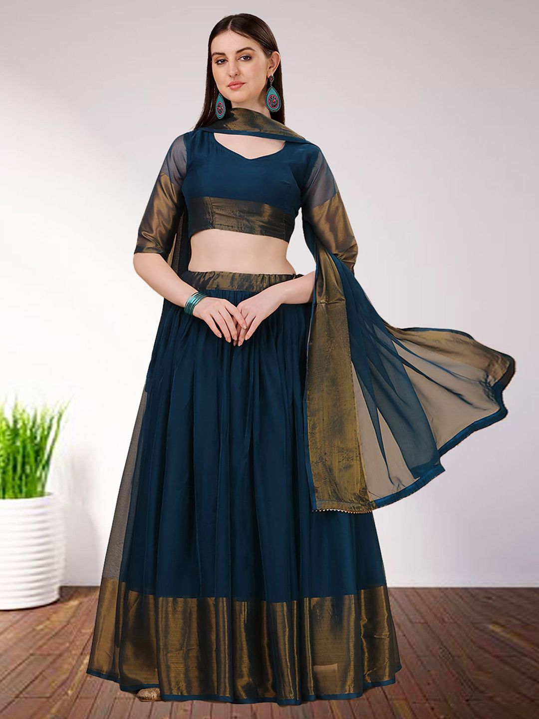 N ENTERPRISE Semi-Stitched Lehenga & Unstitched Blouse With Dupatta Price in India