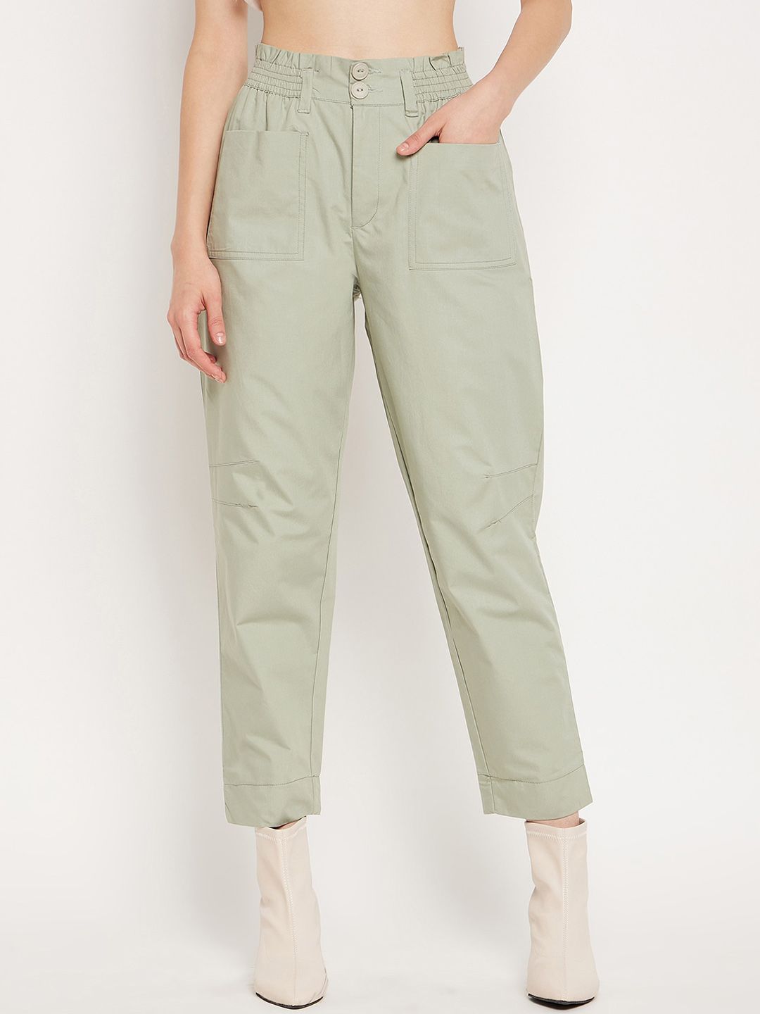 Madame Women Mid-Rise Pure Cotton Trousers Price in India