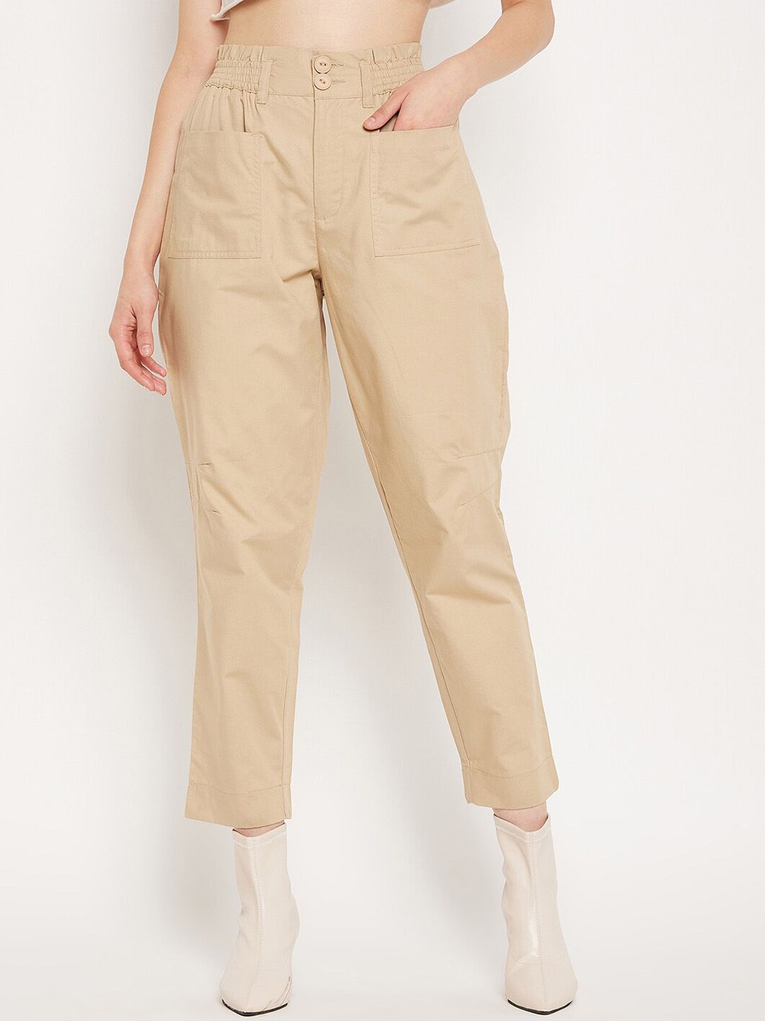 Madame Women Mid-Rise Pure Cotton Trousers Price in India