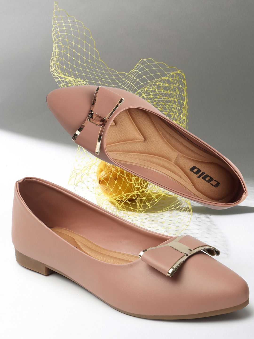 Colo Bow Detail Pointed Toe Ballerinas Price in India