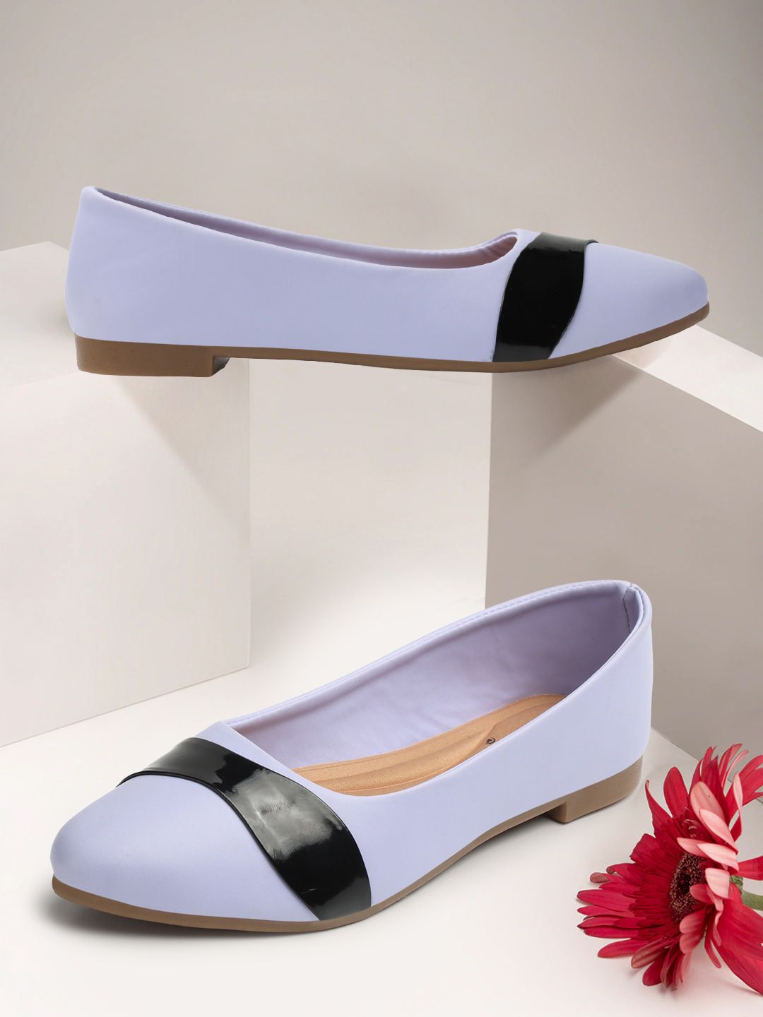 Colo Colourblocked Pointed Toe Ballerinas