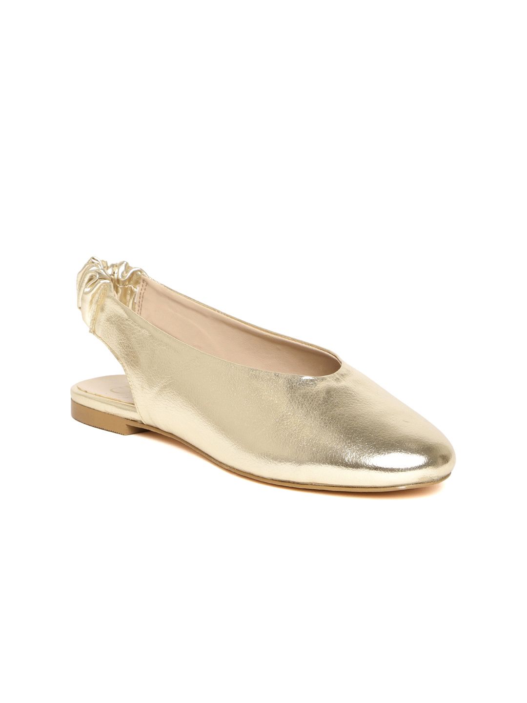 Carlton London Women Gold-Toned Solid Synthetic Ballerinas