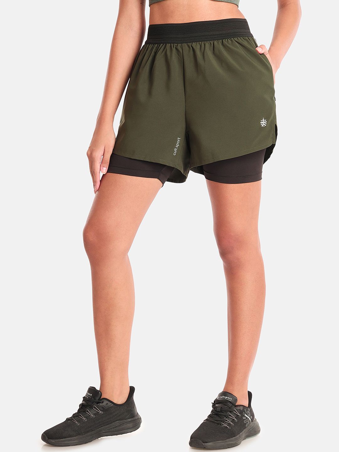 Cultsport Women Mid-Rise Sports Shorts Price in India