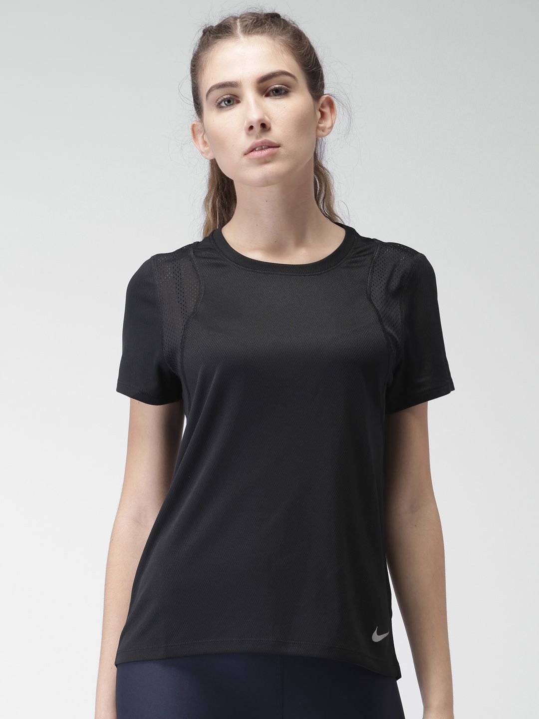 Nike Women Black Self Design Top