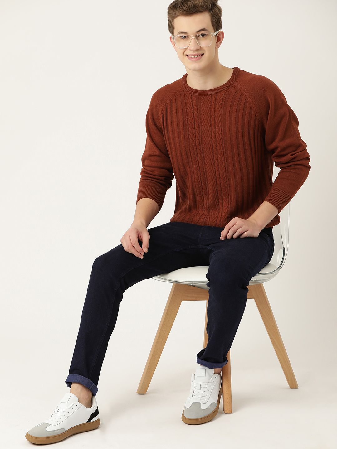 Mast & Harbour Cable Knit Acrylic Pullover