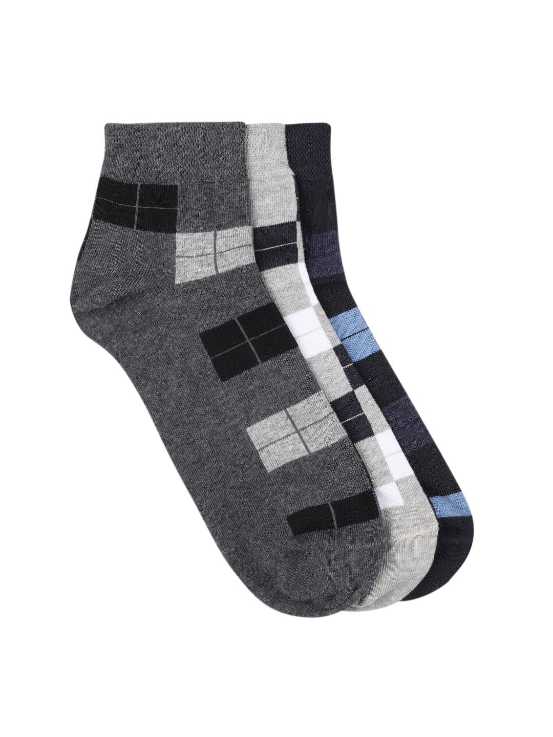 INVICTUS Men Set of 3 Patterned Cotton Above Ankle-Length Socks