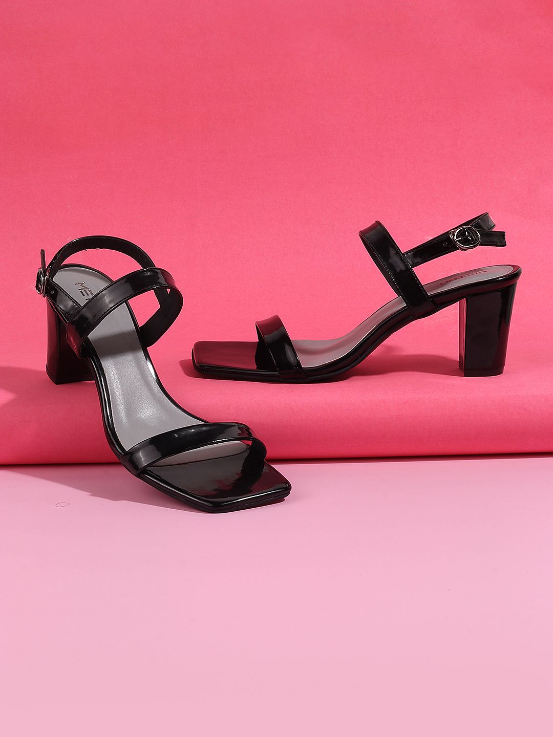 Metro Open Toe Block Heels With Backstrap