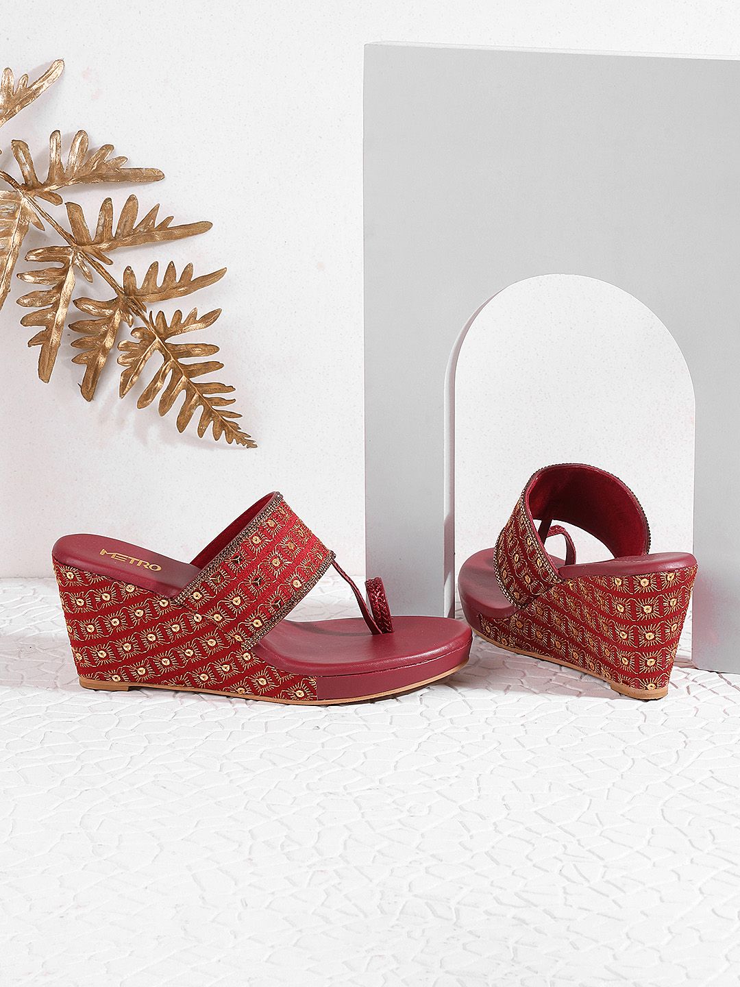 Metro Embellished One Toe Wedges