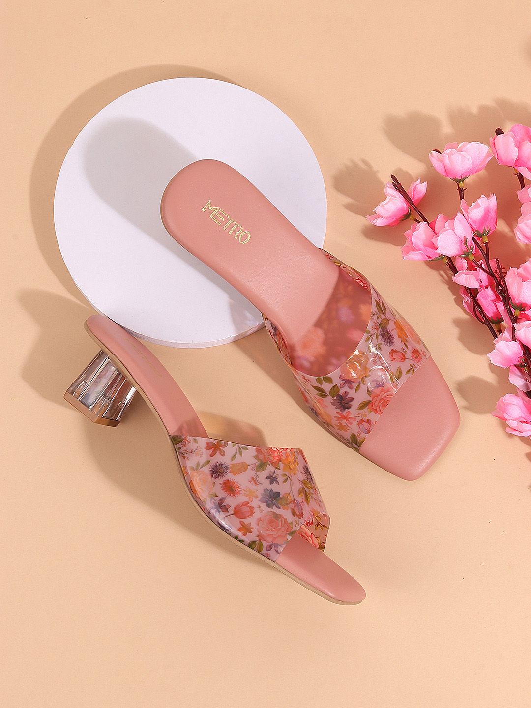 Metro Printed Open Toe Block Heels