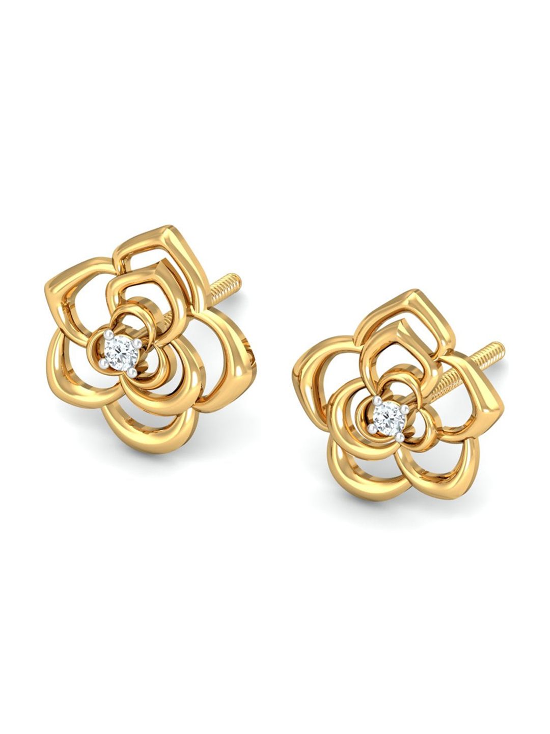KUBERBOX Pratika 18KT Gold Diamond-Studded Earrings -1.33 g