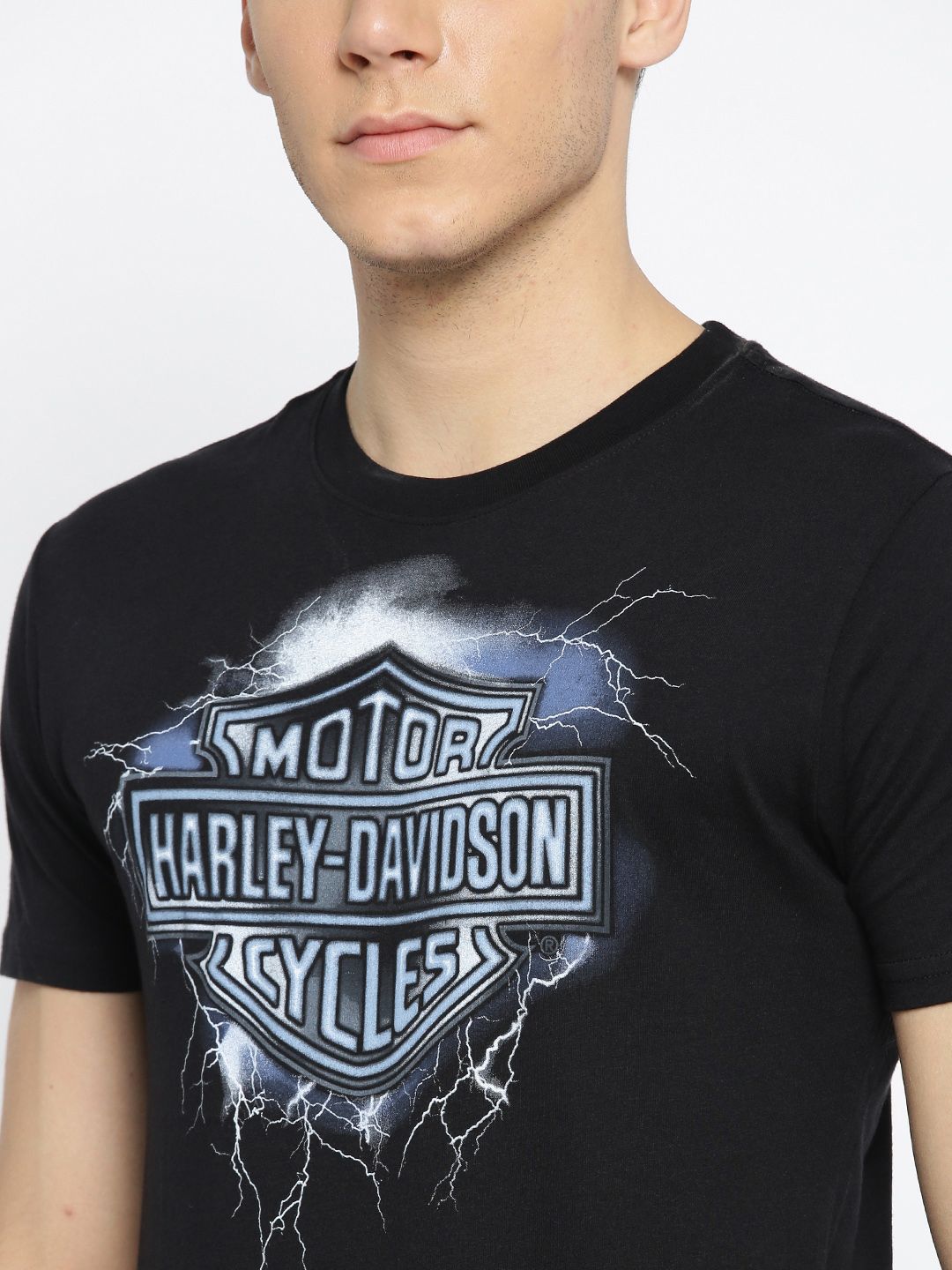 Harley-Davidson ブラック Tシャツ S Buy Harley-Davidson Men Black Printed Round Neck Pure Cotton T