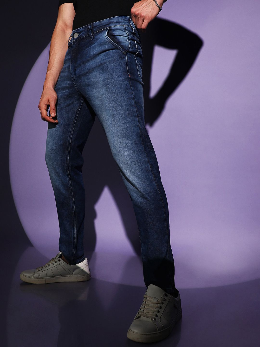 CAHOOT Men Blue Smart Clean Look Light Fade Cotton Jeans