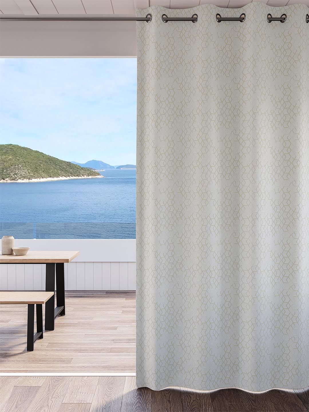 DDecor DDecor Grey Geometric Room Darkening Long Door Curtain