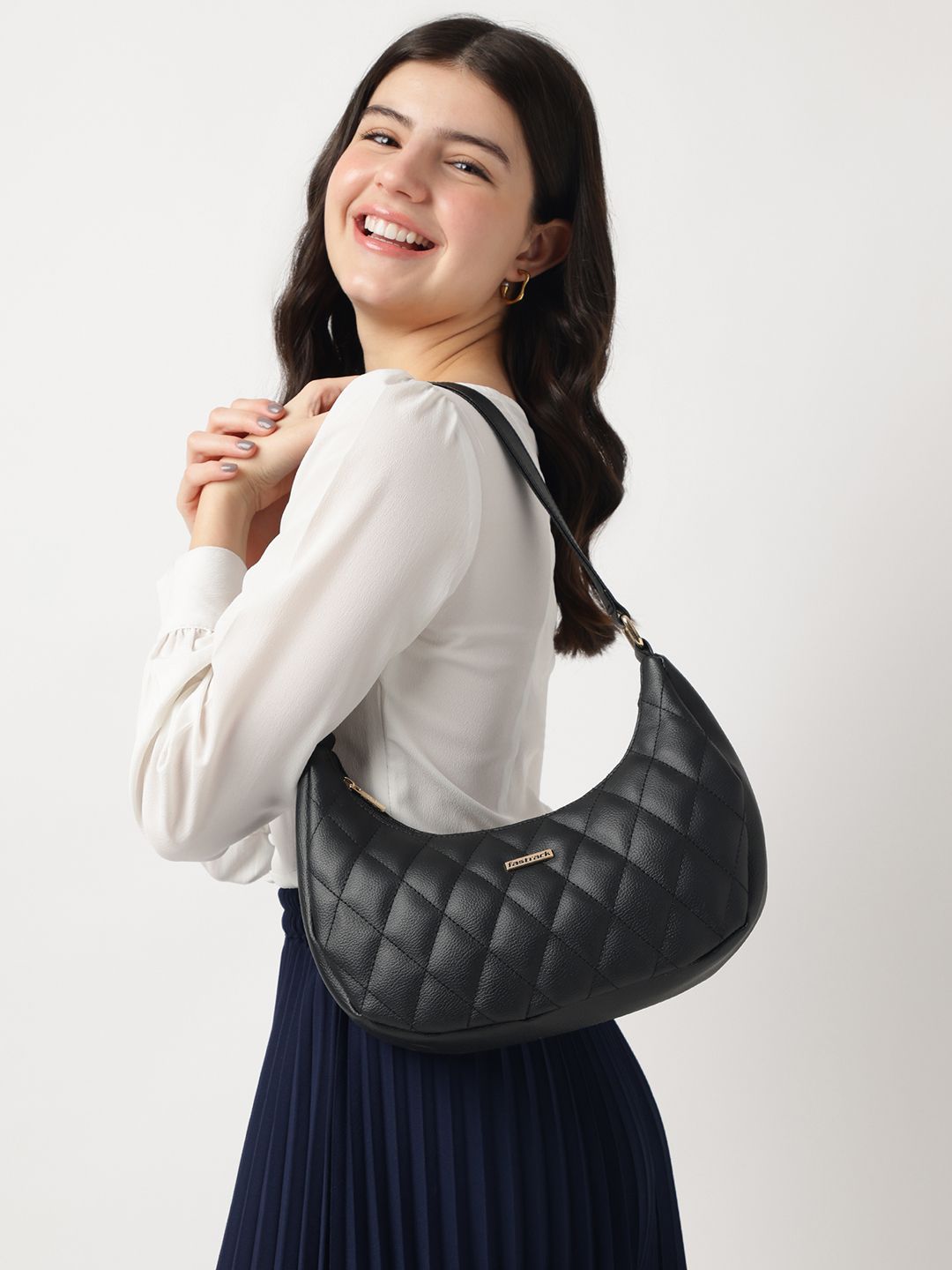 Fastrack Women Black Quilted Shoulder Bag