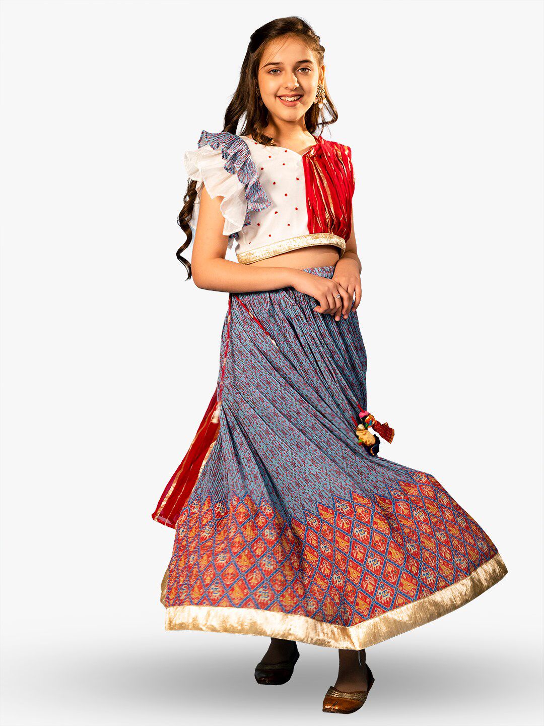 Jilmil Girls Printed Ready to Wear Lehenga & Blouse With Dupatta